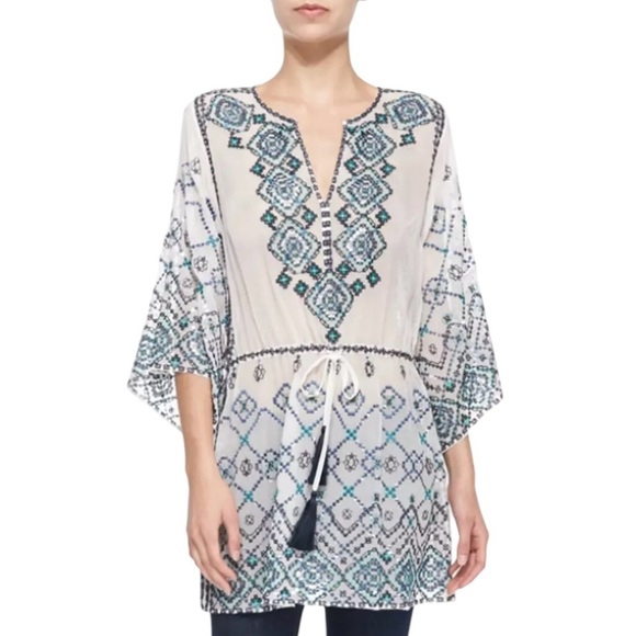 CALYPSO ST. BARTH Velsia Silk Embroidered Tunic Swim Coverup - Picture 2 of 16